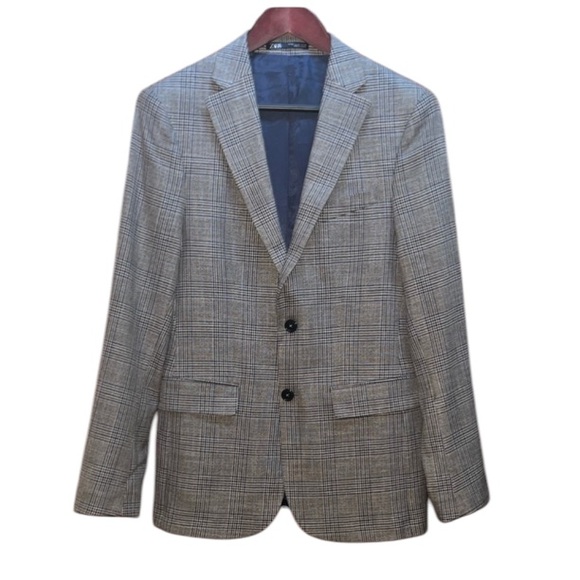 New Zara Mens Blazer Jacket Glen Plaid Double Back Vents Size 38 NWOT - Picture 15 of 15